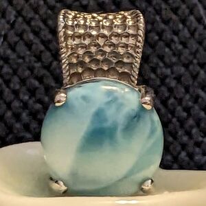 DK 925 Sterling Silver Bluish Green Milky Lorimer Stone Pendant